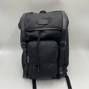 GUCCI Black Guccissima Nylon Travel Backpack